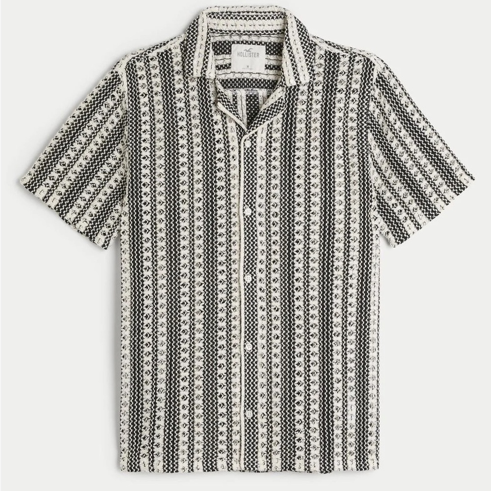 Hollister Black and White Patterned Men's Shirt